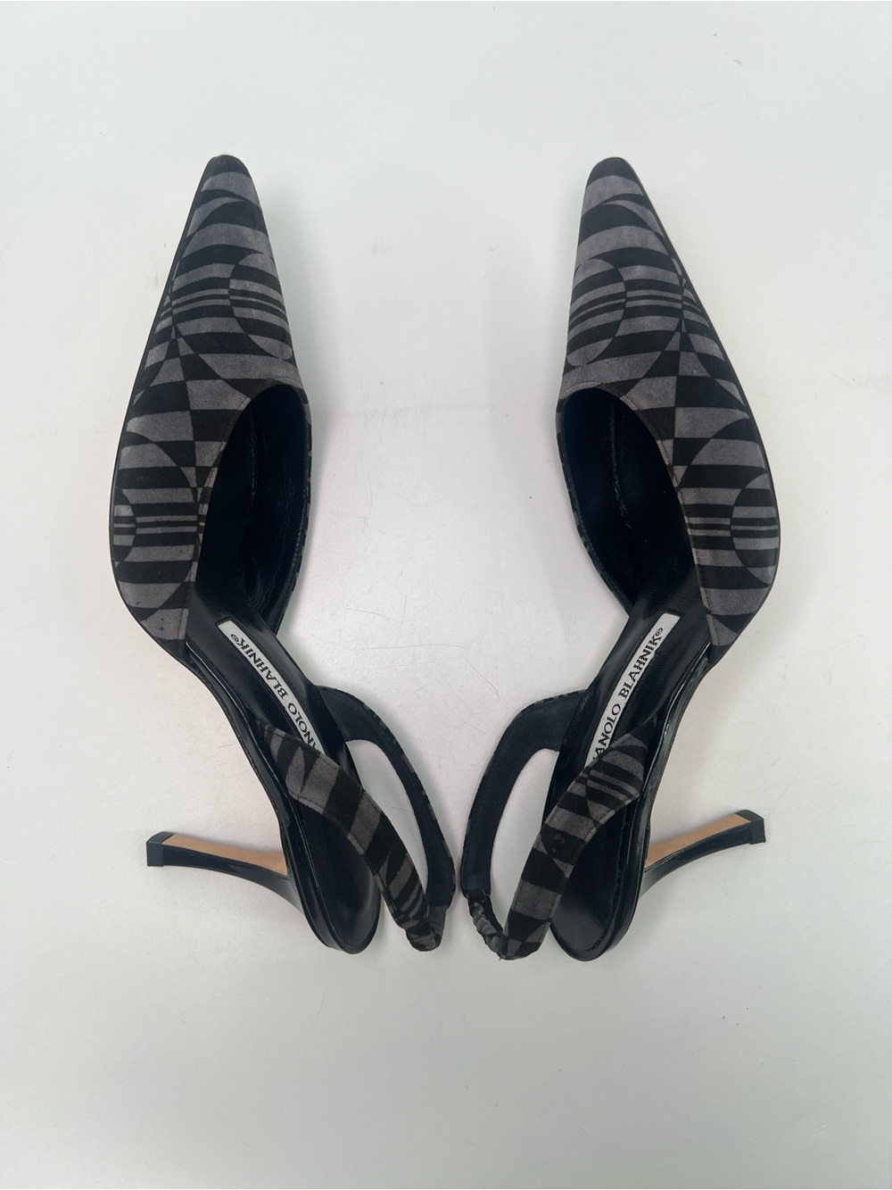 NWT Vintage Manolo Blahnik Carolyne 70 Abstract Slingback Kitten Heel Pumps 36.5 - Picture 5 of 14